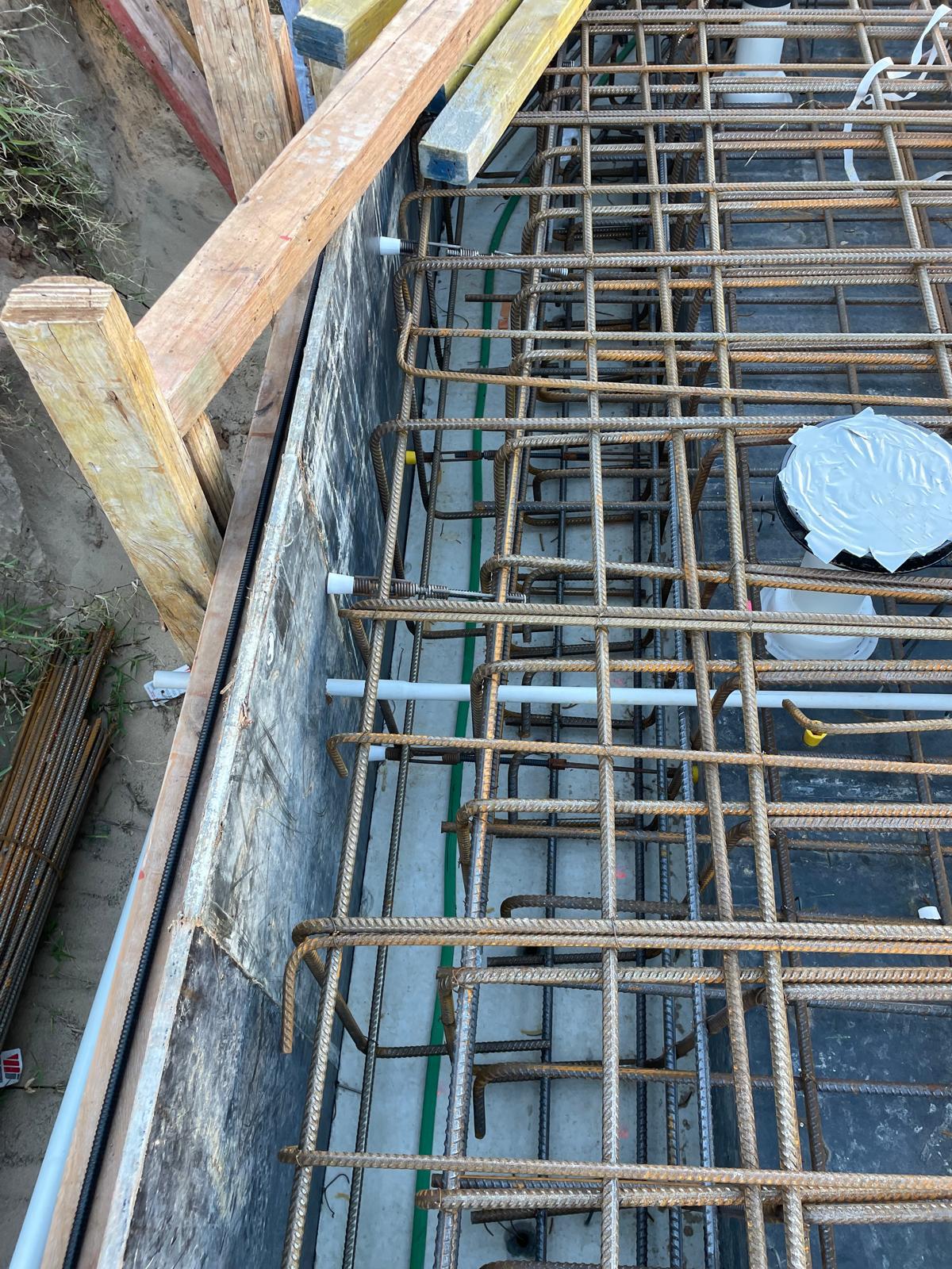 Below grade slab tanked with membrane before reinforcement and pour